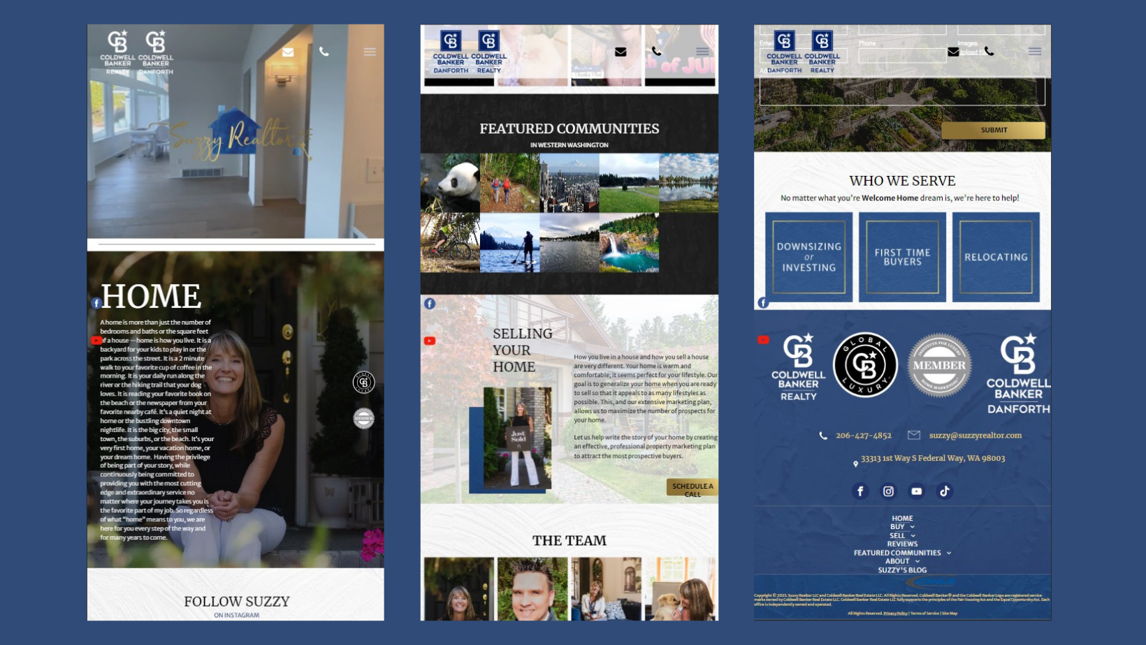 A woman sits on a porch next to a home page