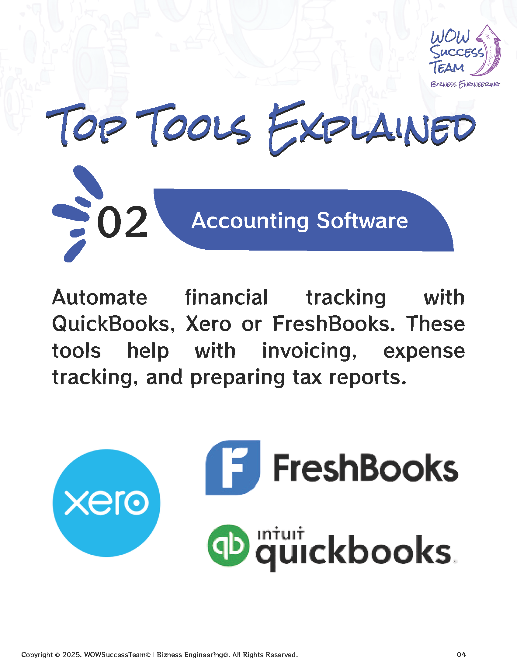 A poster that says top tools explained 02 accounting software