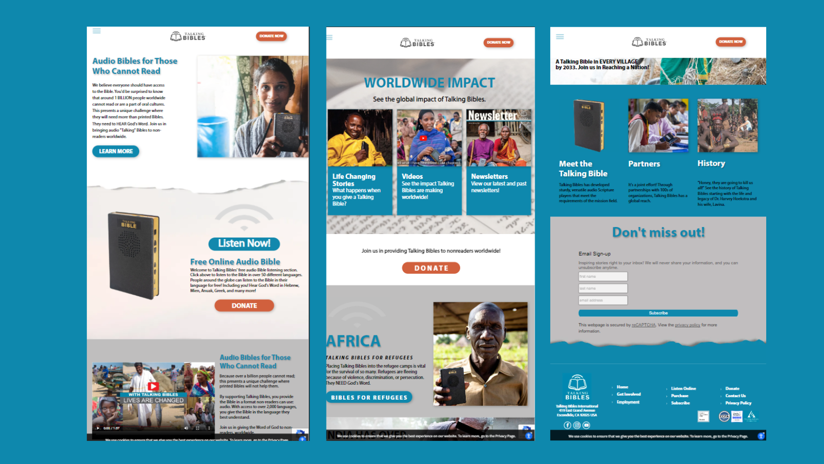 A few screenshots of a website that says africa