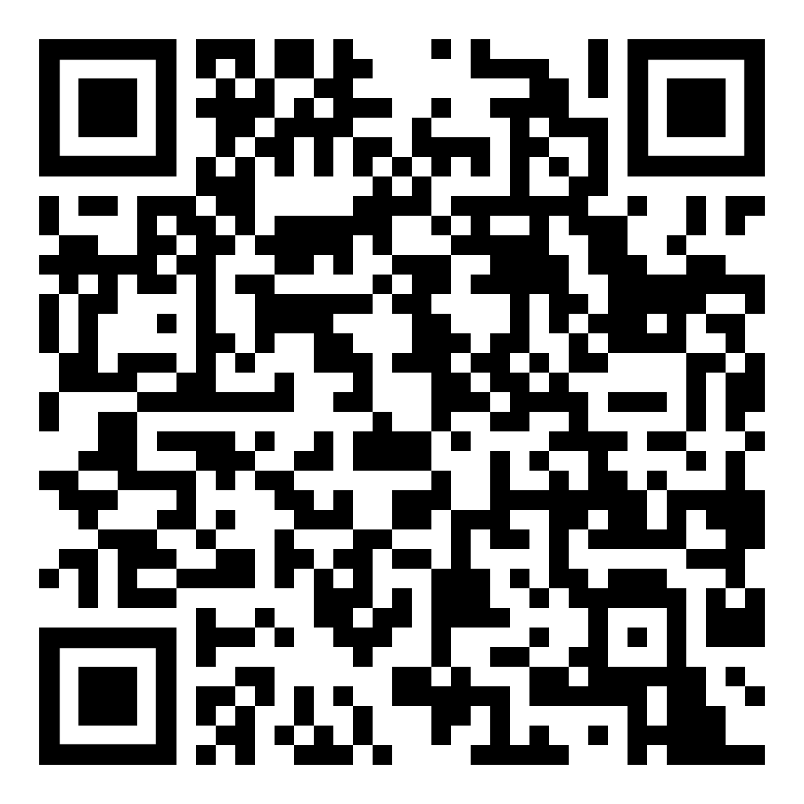 QR code with black-and-white square pattern on a white background