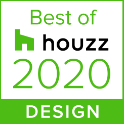Best of Houzz 2020 Design award badge with a green house icon and white and green text.