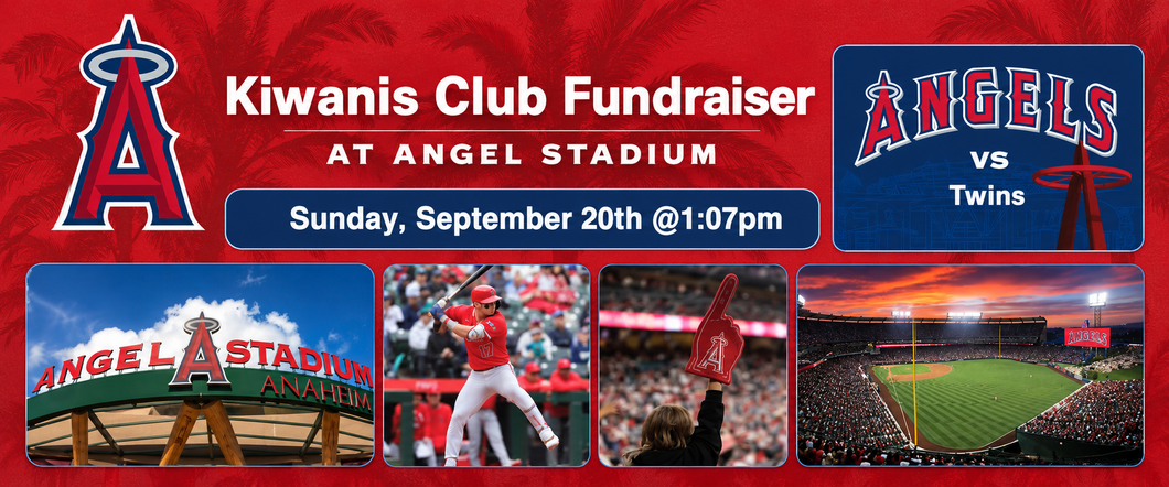 Angel's Night Kiwanis Club fundraiser at Angel Stadium for Angels vs Twins, Sunday Sept. 20, 1:07 PM, with stadium photos