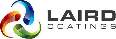 LAIRD COATINGS logo with a multicolored abstract swirl icon on a white background