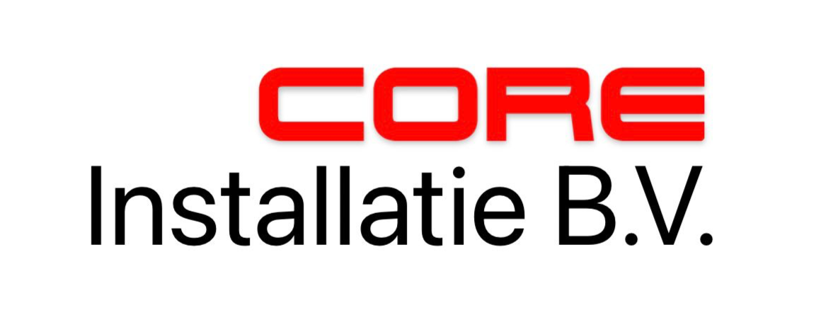 Logo van CORE Installatie BV Het woord "CORE" is in het rood; de bedrijfsnaam staat eronder in zwarte tekst.
