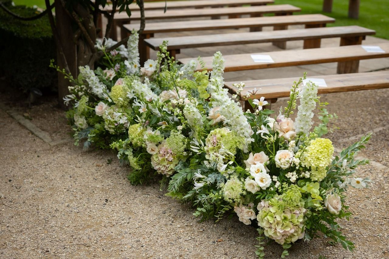 aisle meadow flowers at Tythe by Papaver Studio