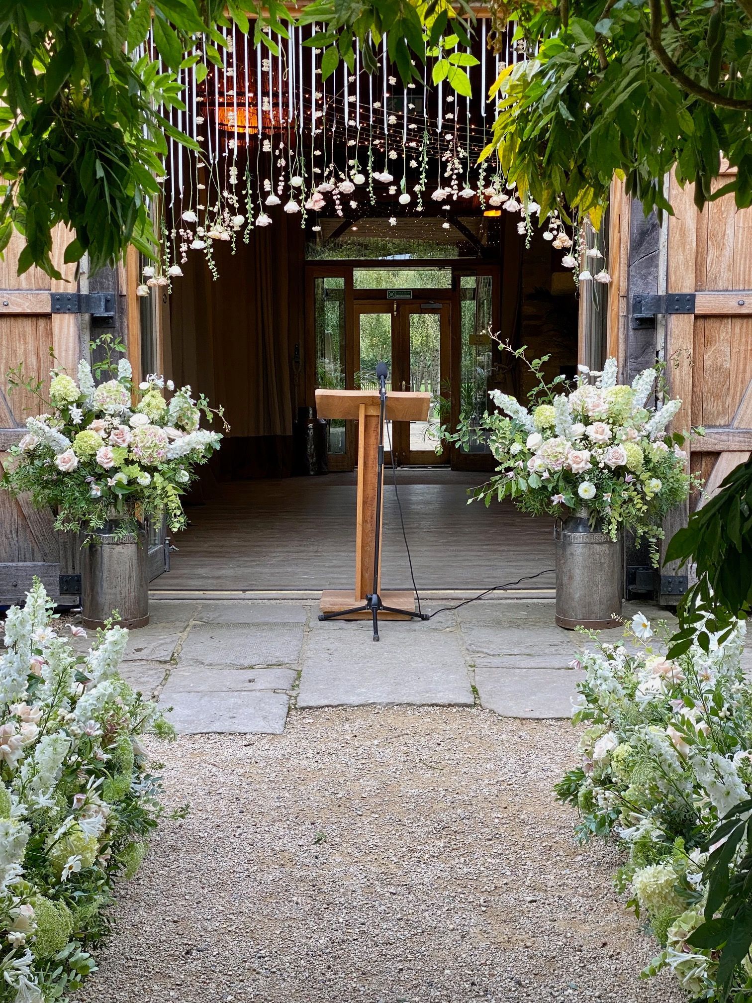Wedding Ceremony flowers by Papaver Studio at The Tythe Barn