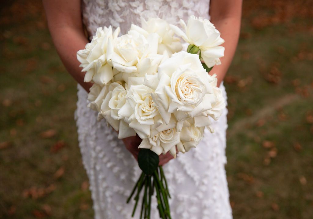 white rose bridal bouquet papaver studio
