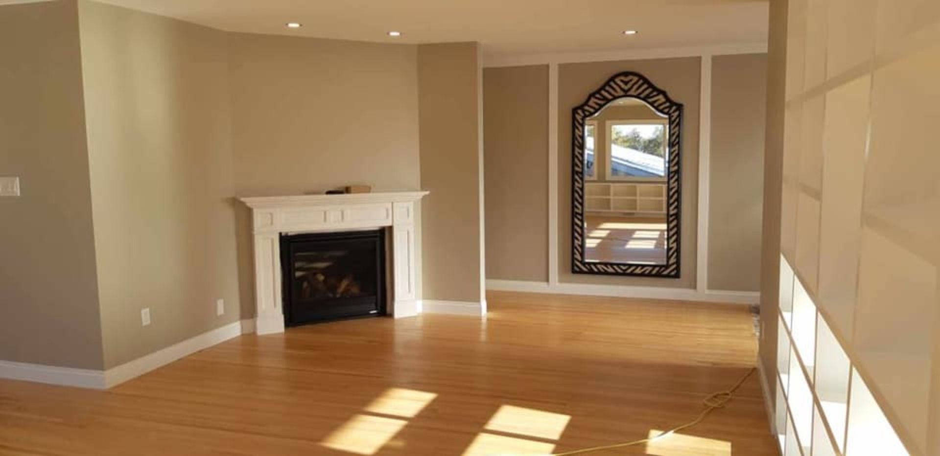 Cleaned and polished living room ready for staging after deep residential cleaning