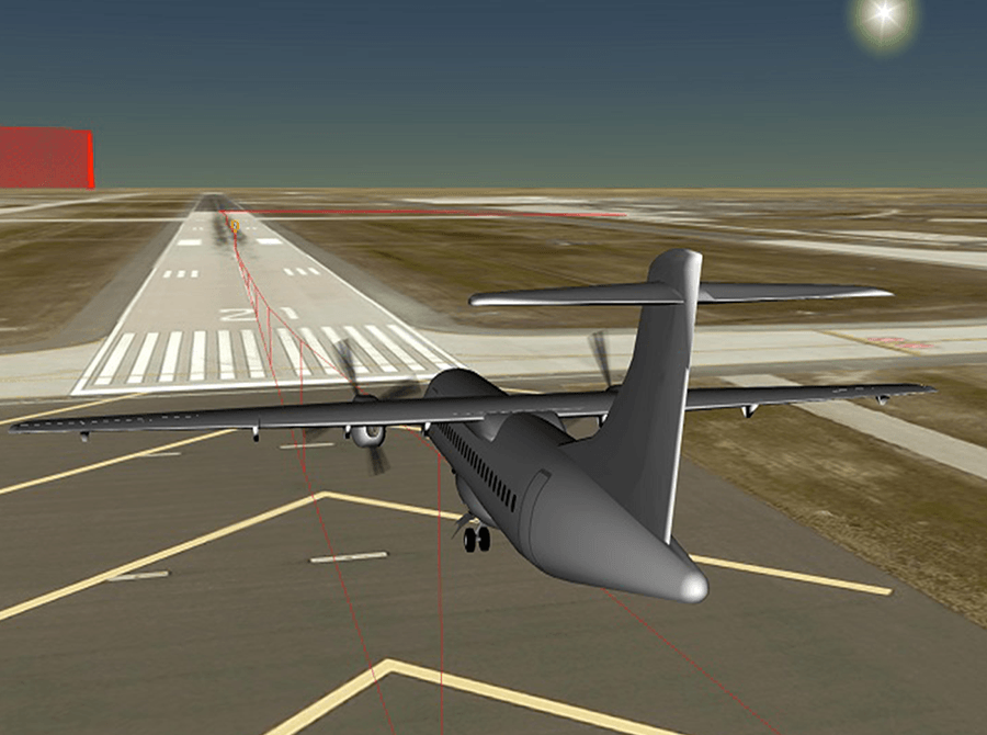 A plane is taking off from an airport runway.