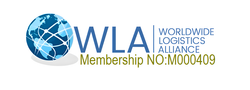 WLA World Logistics Alliance logo with blue globe and text, Membership No. 0000409
