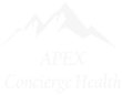 Faint Apex Concierge Health logo with mountain outline on white background