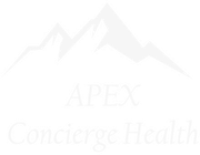 Faint logo with mountain outline above the words “APEX Concierge Health”