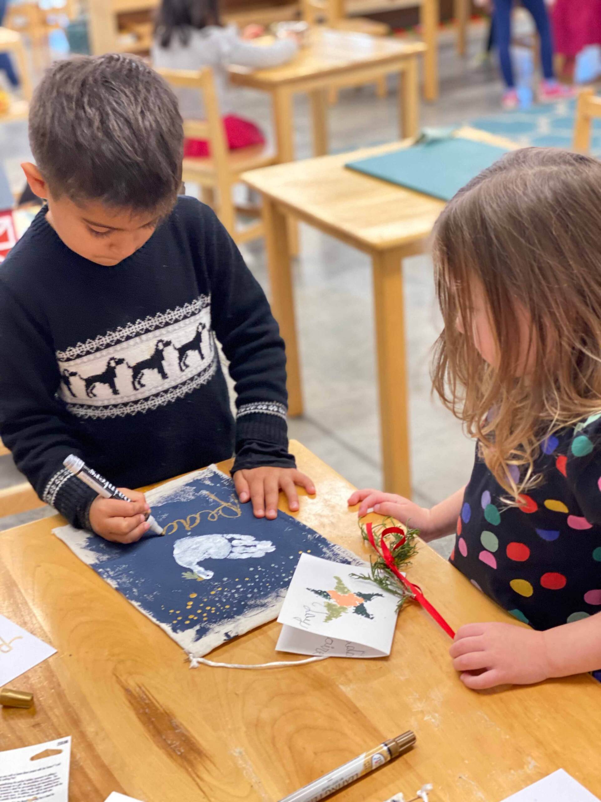 Kids creating cards