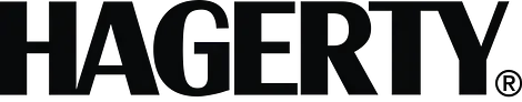 The hagerty logo is black and white on a white background.
