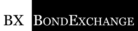 A black and white logo for bx bond exchange