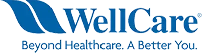 The wellcare logo is blue and white and says beyond healthcare a better you.