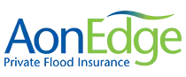The logo for aonedge private flood insurance is blue and green.