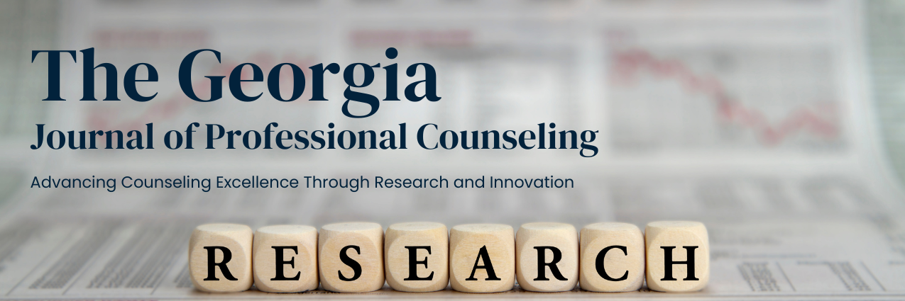 Logo for The Georgia Journal of Professional Counseling with RESEARCH spelled out in letter blocks.