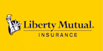 Liberty Mutual Insurance logo on a yellow background, with a small statue icon and text.