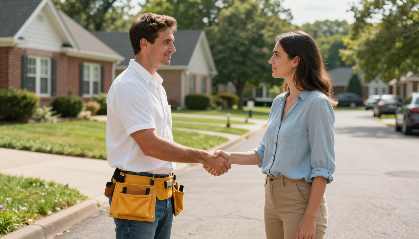 Contractor signing a contract with a client