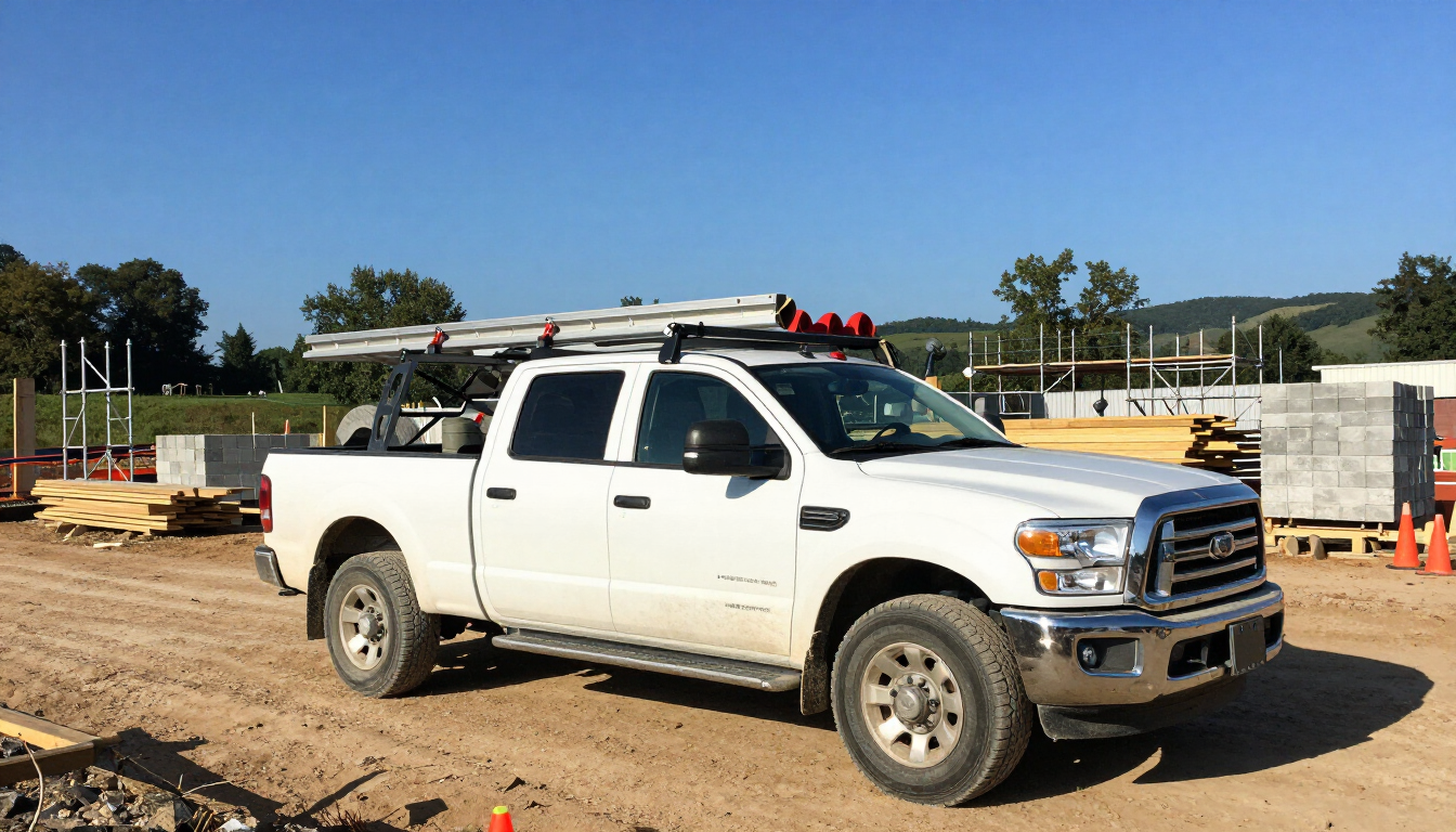 A contractor's truck loaded with tools
