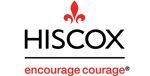 Hiscox logo with red fleur-de-lis icon and the tagline “encourage courage” below.