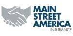 Main Street America Insurance logo with gray handshake icon and teal text on white background