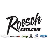 A logo for a car dealership called roesch cars.