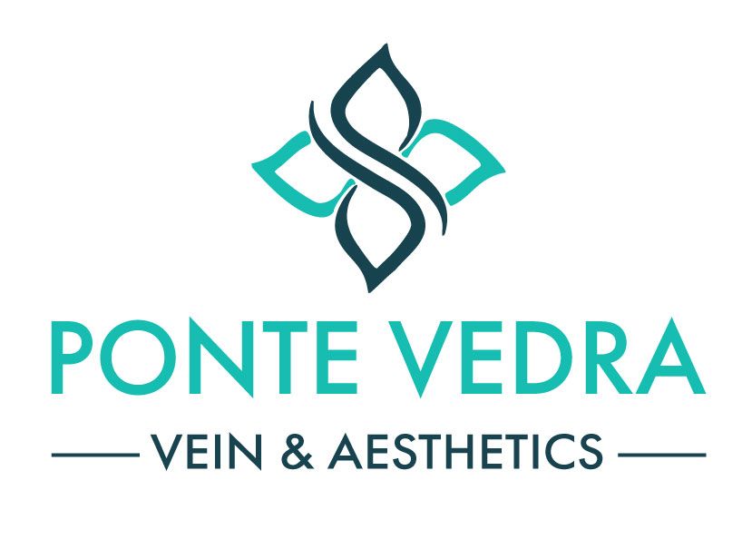 Logo for Ponte Vedra Vein & Aesthetics: teal graphic over text.