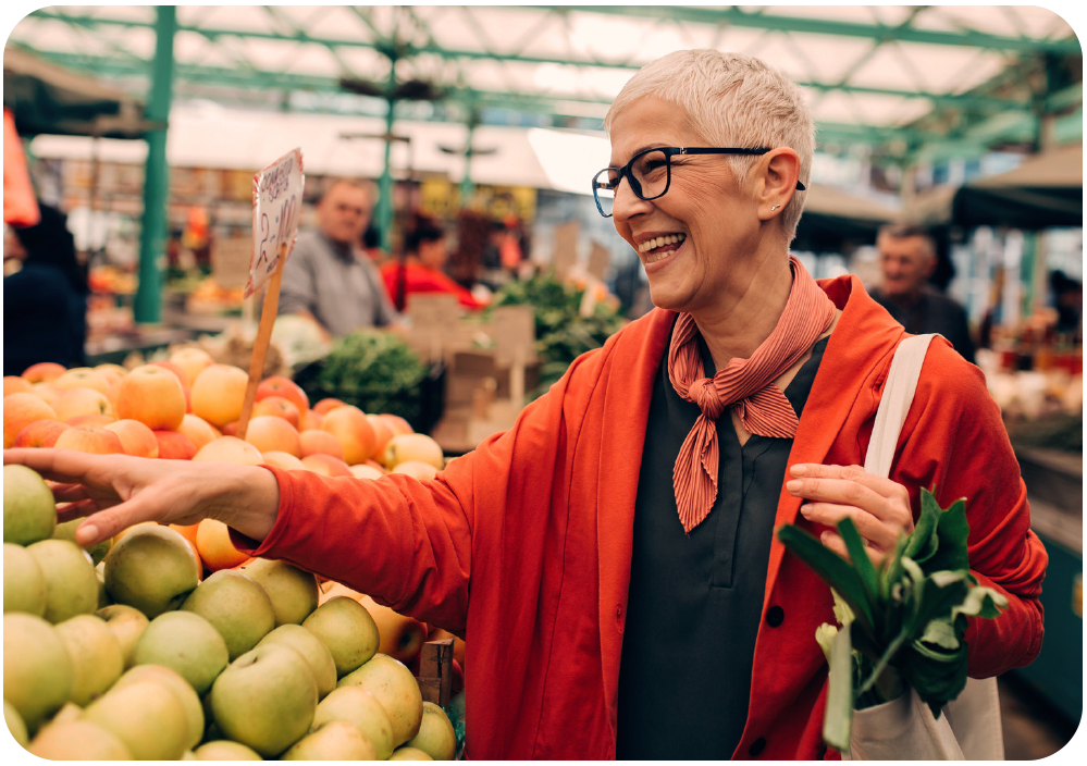 Customer at market stall