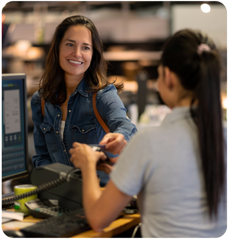 Customer making card payment at till