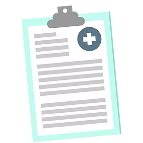 Clipboard with a medical cross and lined document pages
