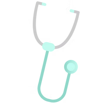 Teal and gray stethoscope icon on a white background