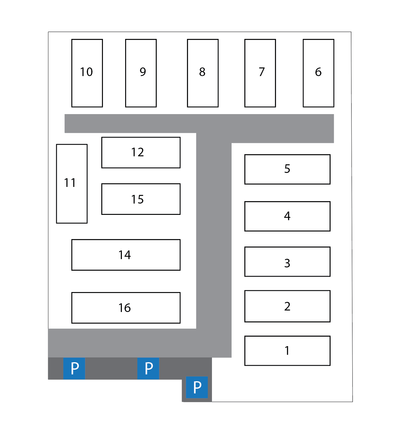 A black and white floor plan of a building with numbers on it.