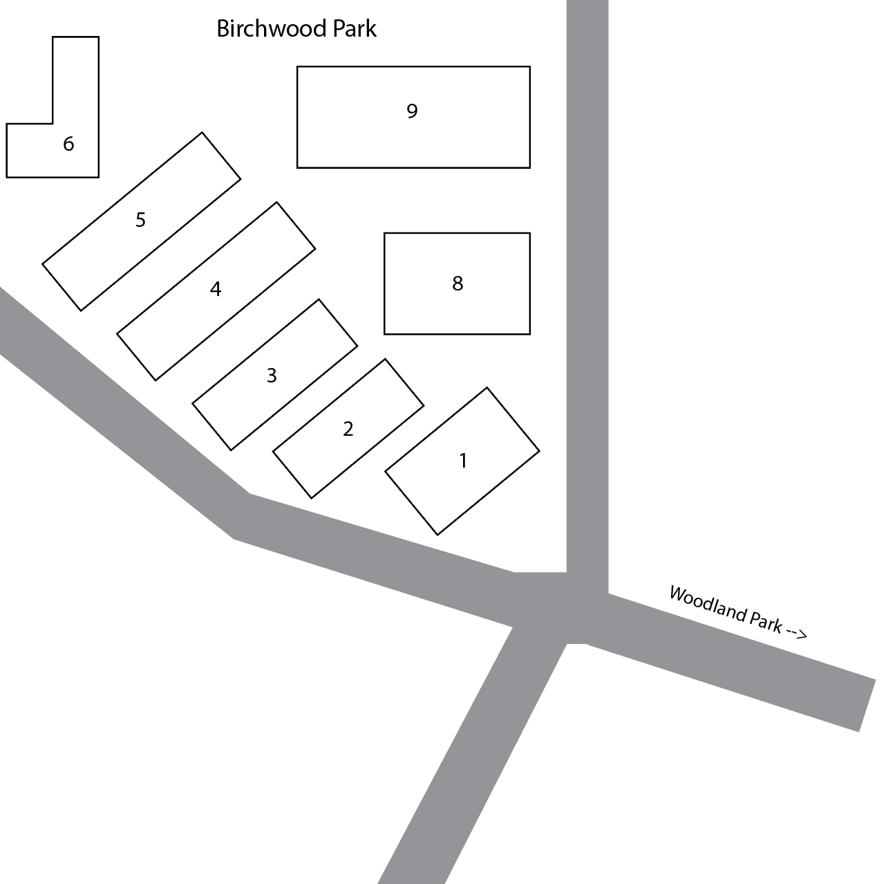 A black and white map of a park called urchwood park
