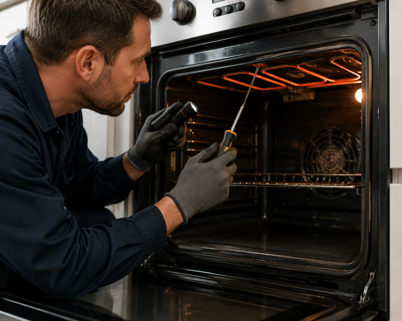 oven heating element issue inspection during repair service