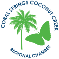 Coral Springs Coconut Creek Regional Chamber logo with palm tree and butterfly.