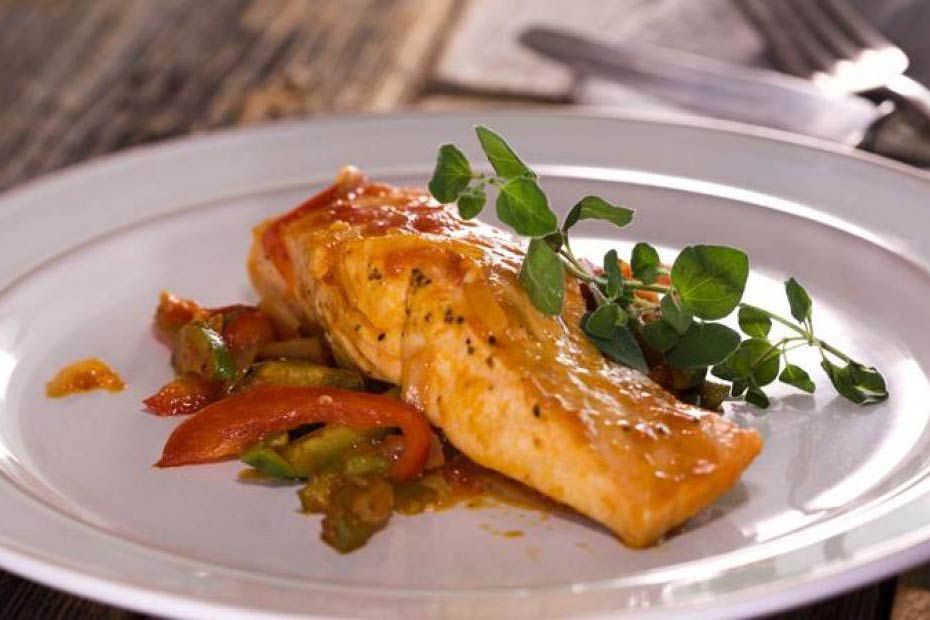 salmon vera cruz on plate