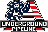 8A Underground Pipeline logo with American flag stripes in red, white, and blue