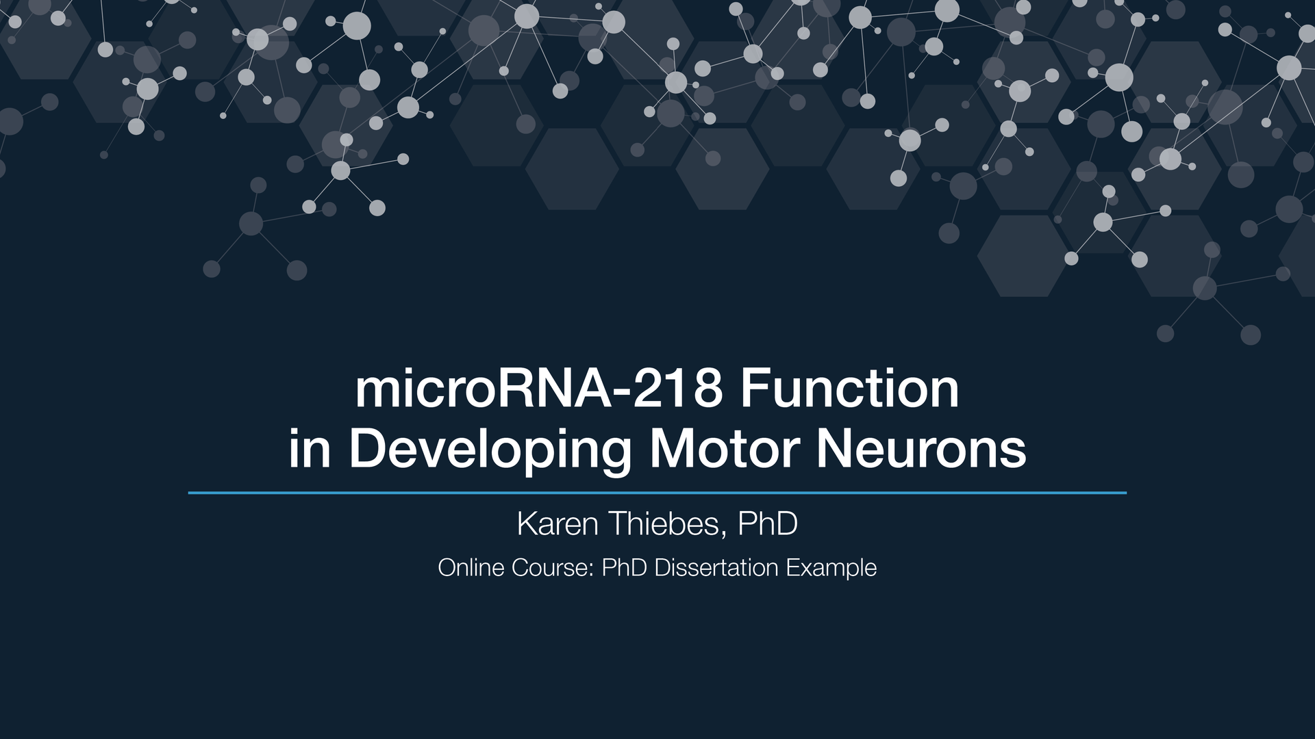 Title slide example for research talk with dark background