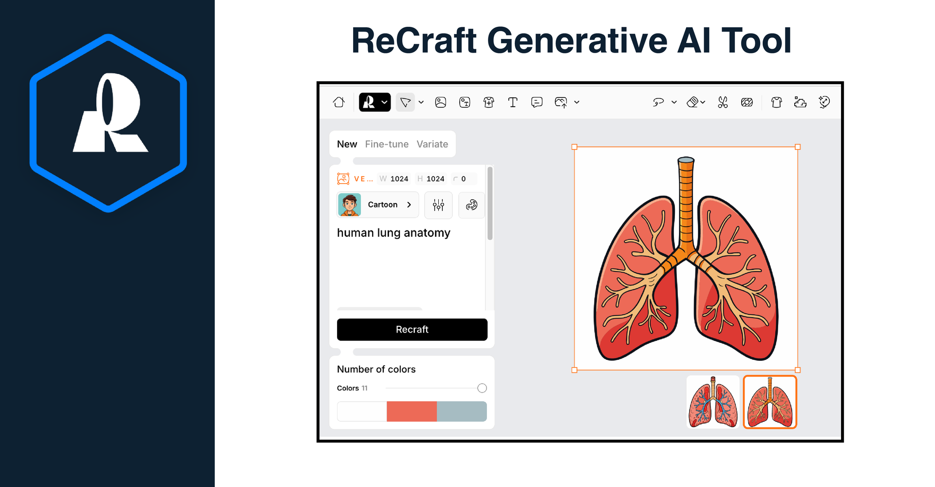 Example scientific AI Image of lung anatomy from from Recraft Generative AI tool Example scientific AI Image of lung anatomy from from Recraft