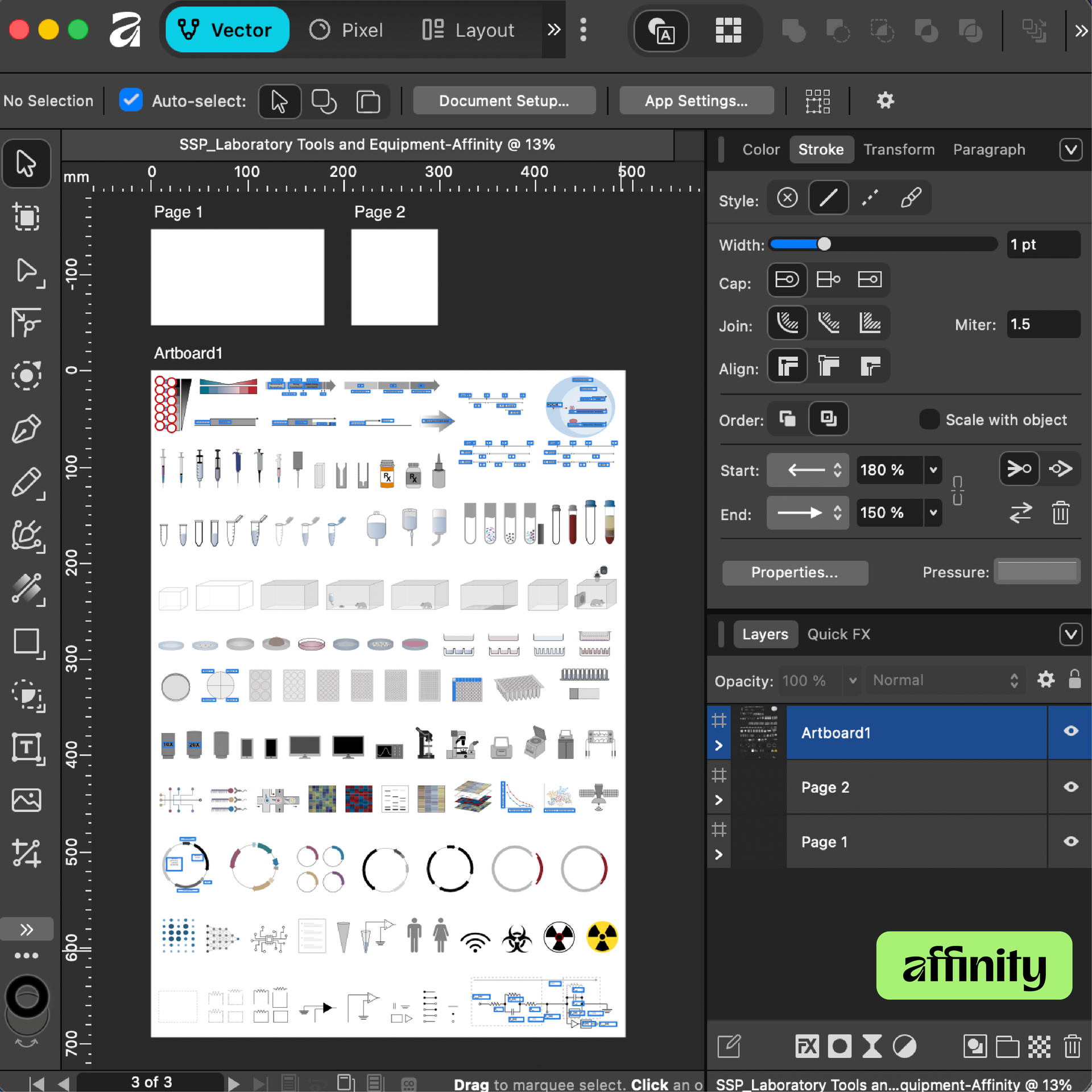 Laboratory tools and equipment vector template drawing examples