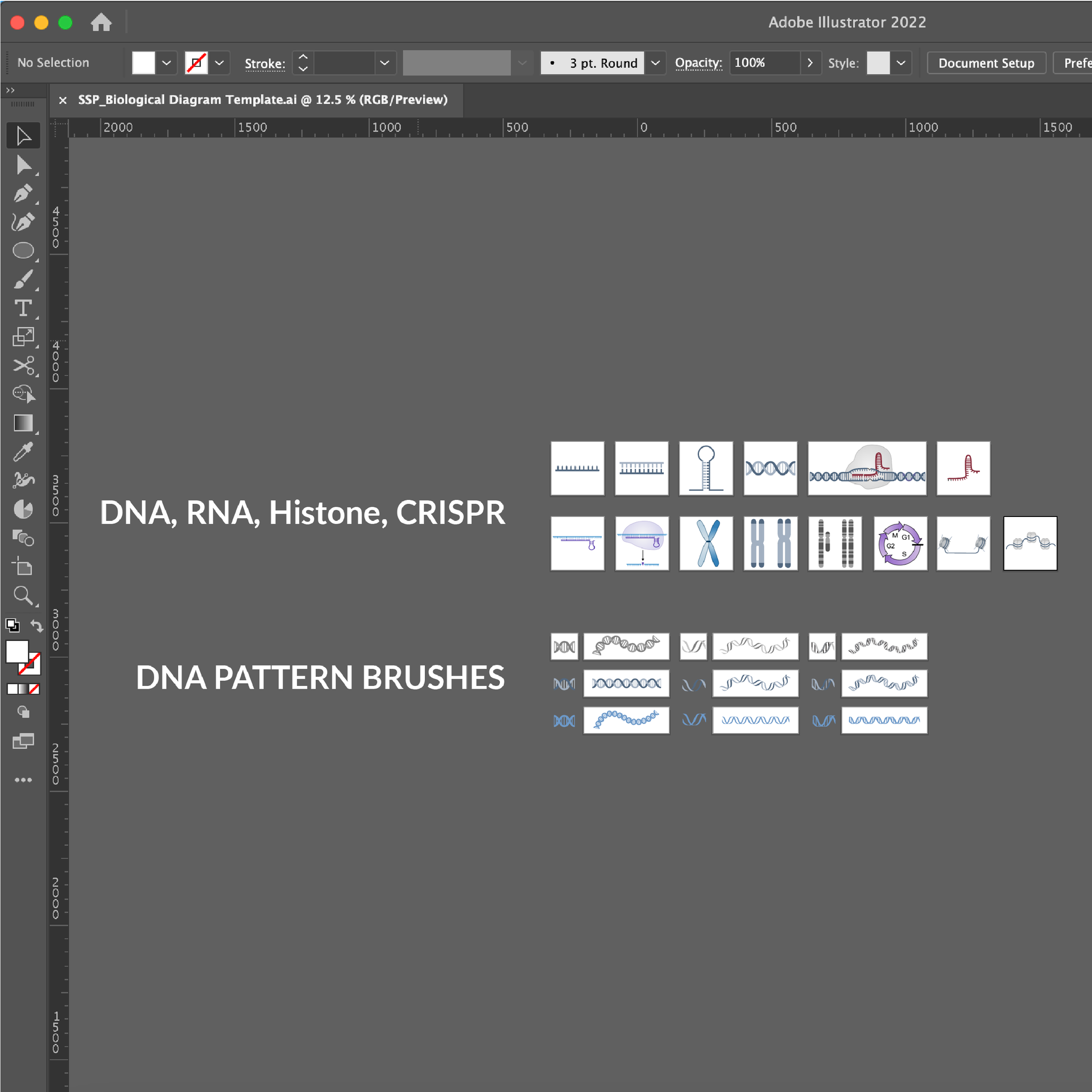 DNA, RNA, Histone, CRISPR drawings and templates