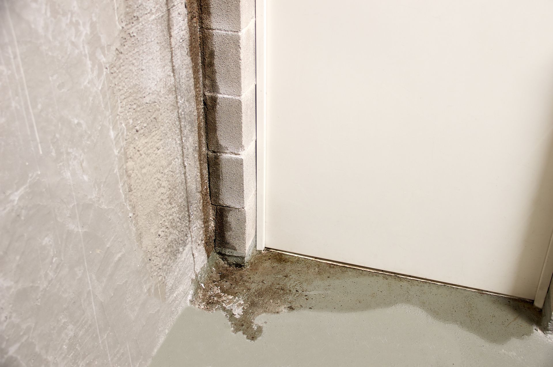 A water heater is sitting on a concrete floor in a basement