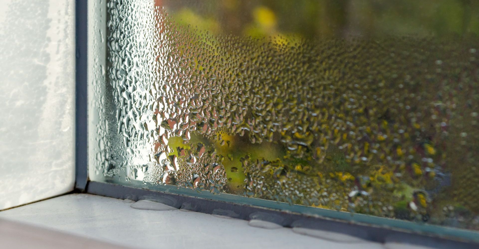 moisture in a basement shown by the window