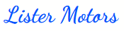Lyster Motors logo in blue cursive text on a white background