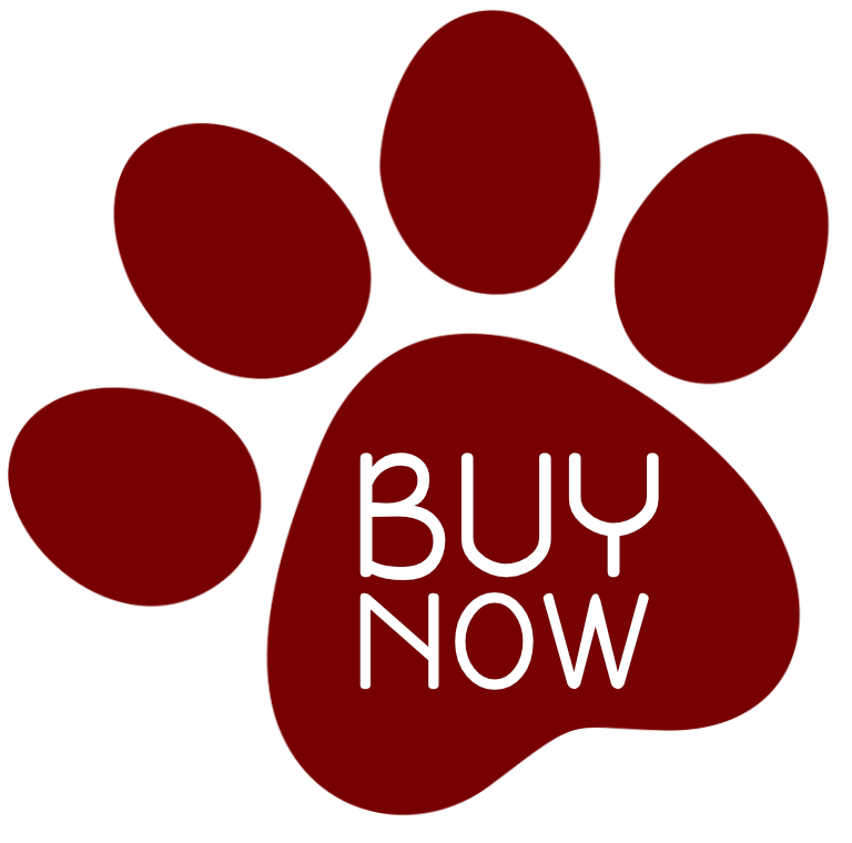 A bright red paw print button users can click to pay and support the cause.