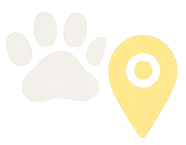 Our location...map with paw print