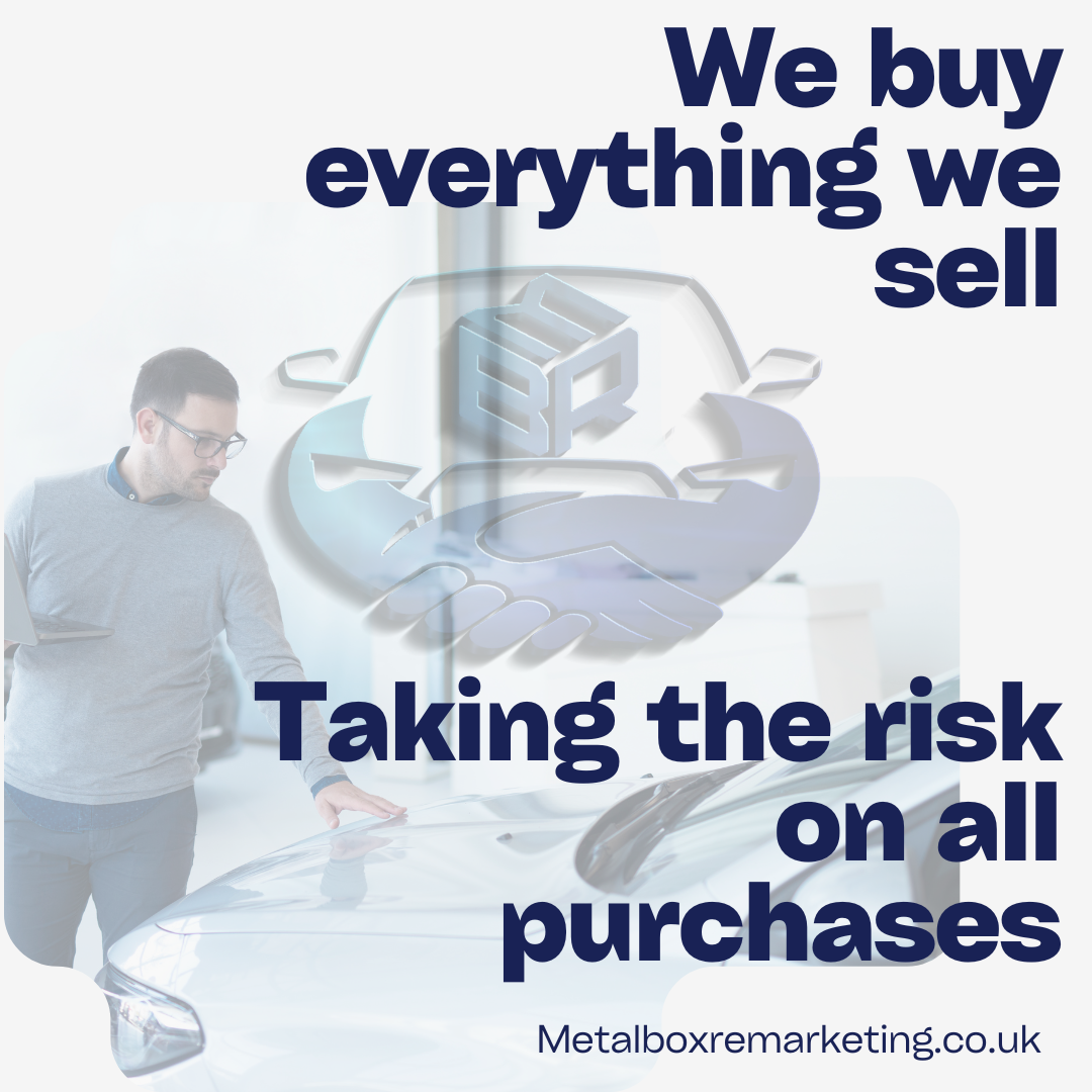 A poster that says we buy everything we sell taking the risk on all purchases