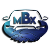 A logo for mbx with two hands shaking